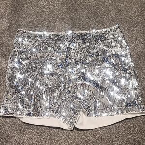 Silver Sequin Women's Shorts